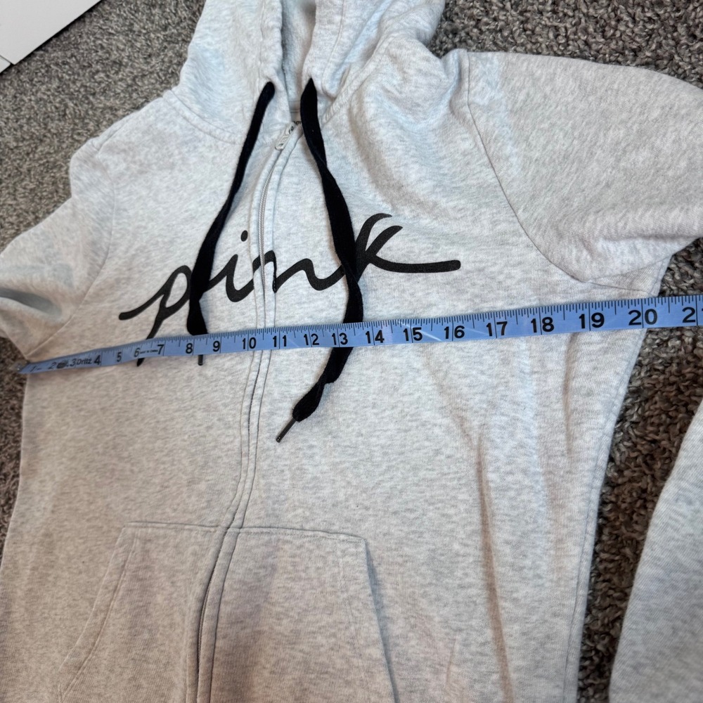 PINK Victoria's‎ Secret Full Zip Gray Hoodie Women's Size Small Cotton Blend - Picture 5 of 10